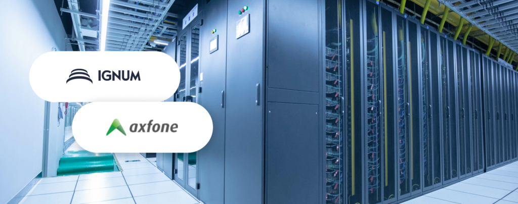 Server room with Ignum and Axfone logo