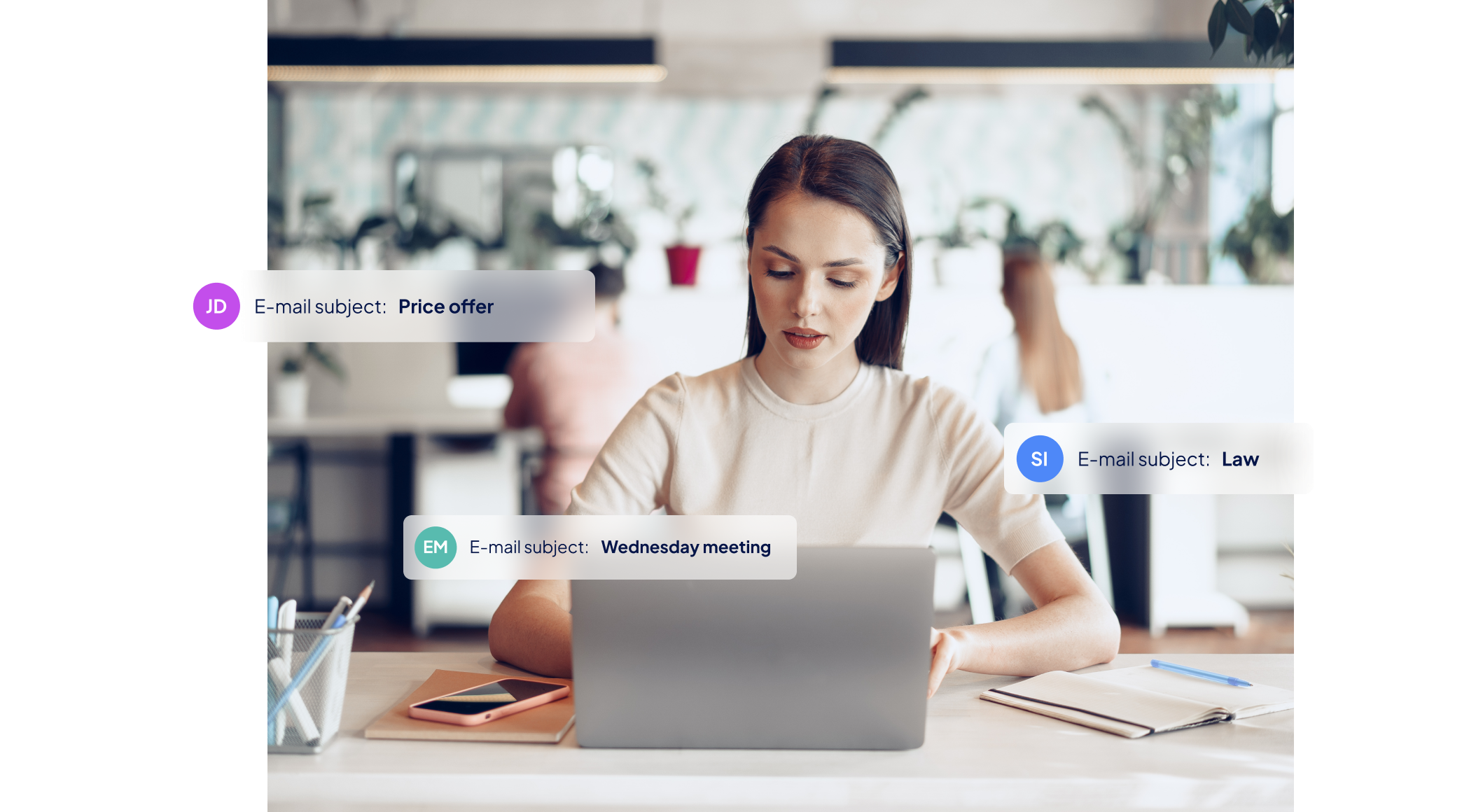 A woman who has her business e-mail on Webglobe