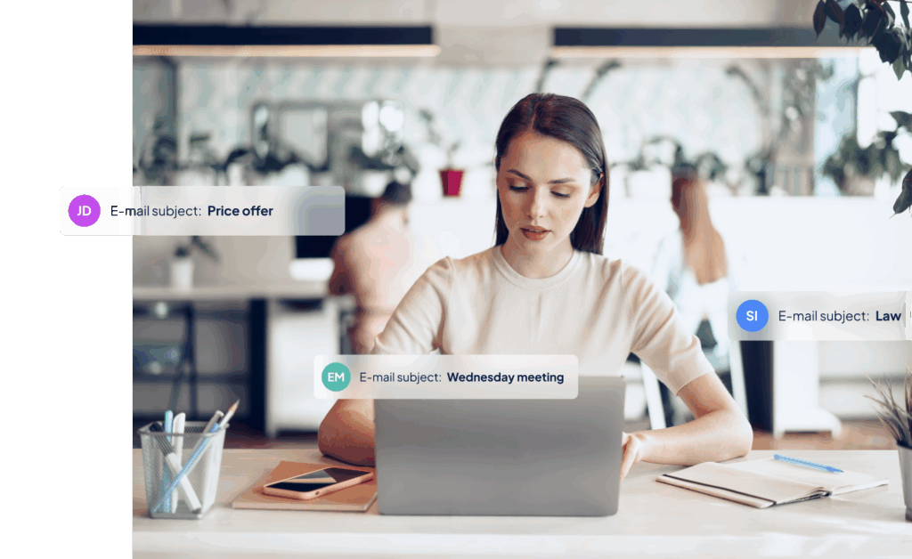 A woman who has her business e-mail on Webglobe