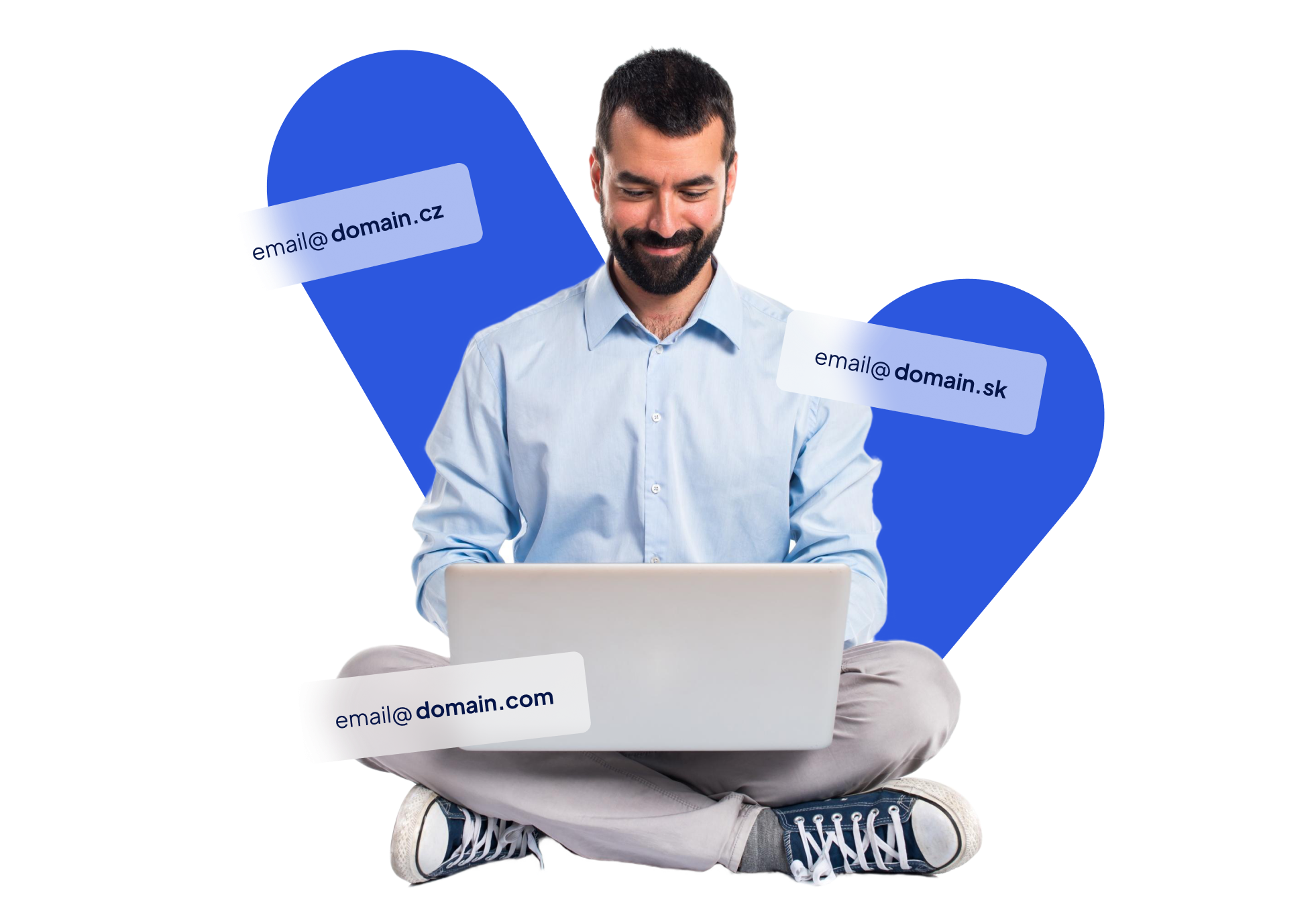 A sitting man who has easily created his business e-mail with Webglobe